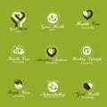 Living in harmony with nature metaphor, set of green health idea logos.