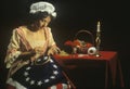 Living history reenactment of Betsy Ross making of first American flag, Philadelphia, Pennsylvania Royalty Free Stock Photo