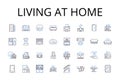 Living at home line icons collection. Staying put, Dwelling place, Residence status, Inhabiting family, Occupying house Royalty Free Stock Photo