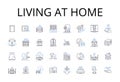 Living at home line icons collection. Staying put, Dwelling place, Residence status, Inhabiting family, Occupying house Royalty Free Stock Photo