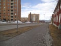 Living houses on a street in Kiruna.