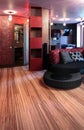 Living in red and colorful floor