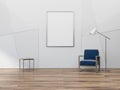 Living room, armchair and frame poster mock up Royalty Free Stock Photo