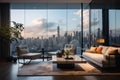 Living room in a beautiful big city Royalty Free Stock Photo