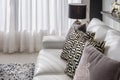Living room with black lamp and white sofa Royalty Free Stock Photo
