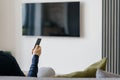 Living room with blank tv screen on wall Royalty Free Stock Photo