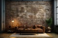 living room brick wall art display Royalty Free Stock Photo