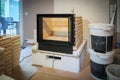 In a living room is built a tiled stove Royalty Free Stock Photo