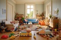 Living room children toys playground. Generate Ai Royalty Free Stock Photo