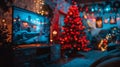 Living Room With Christmas Tree in the Corner Royalty Free Stock Photo