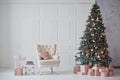 Living room with Christmas tree Royalty Free Stock Photo