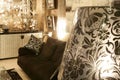 Living room coach black sofa silver furniture