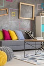 Living room with colored frames Royalty Free Stock Photo