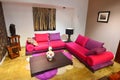 Living room with colorful comfortable couch