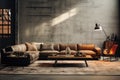 Living room concrete wall for art display Royalty Free Stock Photo