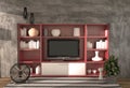 Mock up Living room on concrete wall and furniture modern loft style. 3D rendering Royalty Free Stock Photo