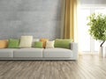 Living room with concrete wall rendering Royalty Free Stock Photo