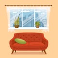 Living room cozy interior with colorful sofa Royalty Free Stock Photo