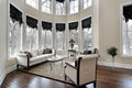 Living room with curved windows Royalty Free Stock Photo