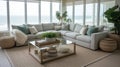 Living room decor, home interior design . Coastal Modern style