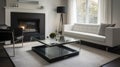 Living room decor, home interior design . Modern Fireplace style