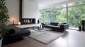 Living room decor, home interior design . Modern Fireplace style