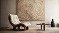 Organic Form Chair With Ivory Texture Art In Oud Bruin Room