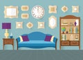 Living room in flat style. Vector illustration. Royalty Free Stock Photo