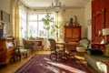 Living room full of antique furnitre, house interior Royalty Free Stock Photo