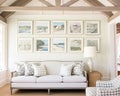 Living room gallery wall, home decor and wall art, framed art in the English country cottage interior, room for diy printable