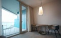 Living room with glass door to balcony