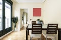 living room with green aluminum balcony, glass Royalty Free Stock Photo