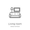 living room icon vector from interior furniture collection. Thin line living room outline icon vector illustration. Outline, thin