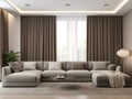 Living room interior design with big windows cityview