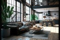 Living room, interior design. Generative AI Royalty Free Stock Photo