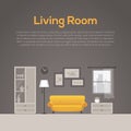 Living room interior design flat illustration Royalty Free Stock Photo