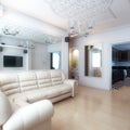 Living Room Interior Design With White Leather Sofa Royalty Free Stock Photo