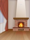 Living room interior with fireplace