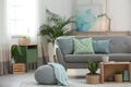 Living room interior with houseplants and sofa Royalty Free Stock Photo