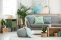 Living room interior with houseplants and sofa Royalty Free Stock Photo