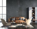 Living room interior in loft, industrial style Royalty Free Stock Photo