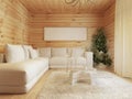 Living room interior in a log house. Royalty Free Stock Photo