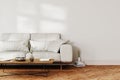 living room interior mock up, modern living room interior background, gray sofa and coffee table with decor Royalty Free Stock Photo