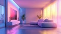 Living room interior with modern smart led lighting Royalty Free Stock Photo