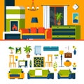 Living room interior object constructor template v