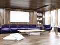 Living room interior with purple sofa Royalty Free Stock Photo