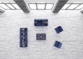 Living room interior top view 3d render Royalty Free Stock Photo