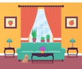 Living room interior. Vector illustration. Flat design. Royalty Free Stock Photo