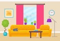 Living room interior. Vector illustration. Flat design. Royalty Free Stock Photo