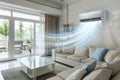 A living room with a large air conditioner blowing cool air Royalty Free Stock Photo